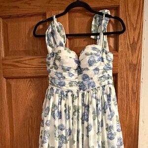 Altar'd State Blue and White Floral Maxi Dress